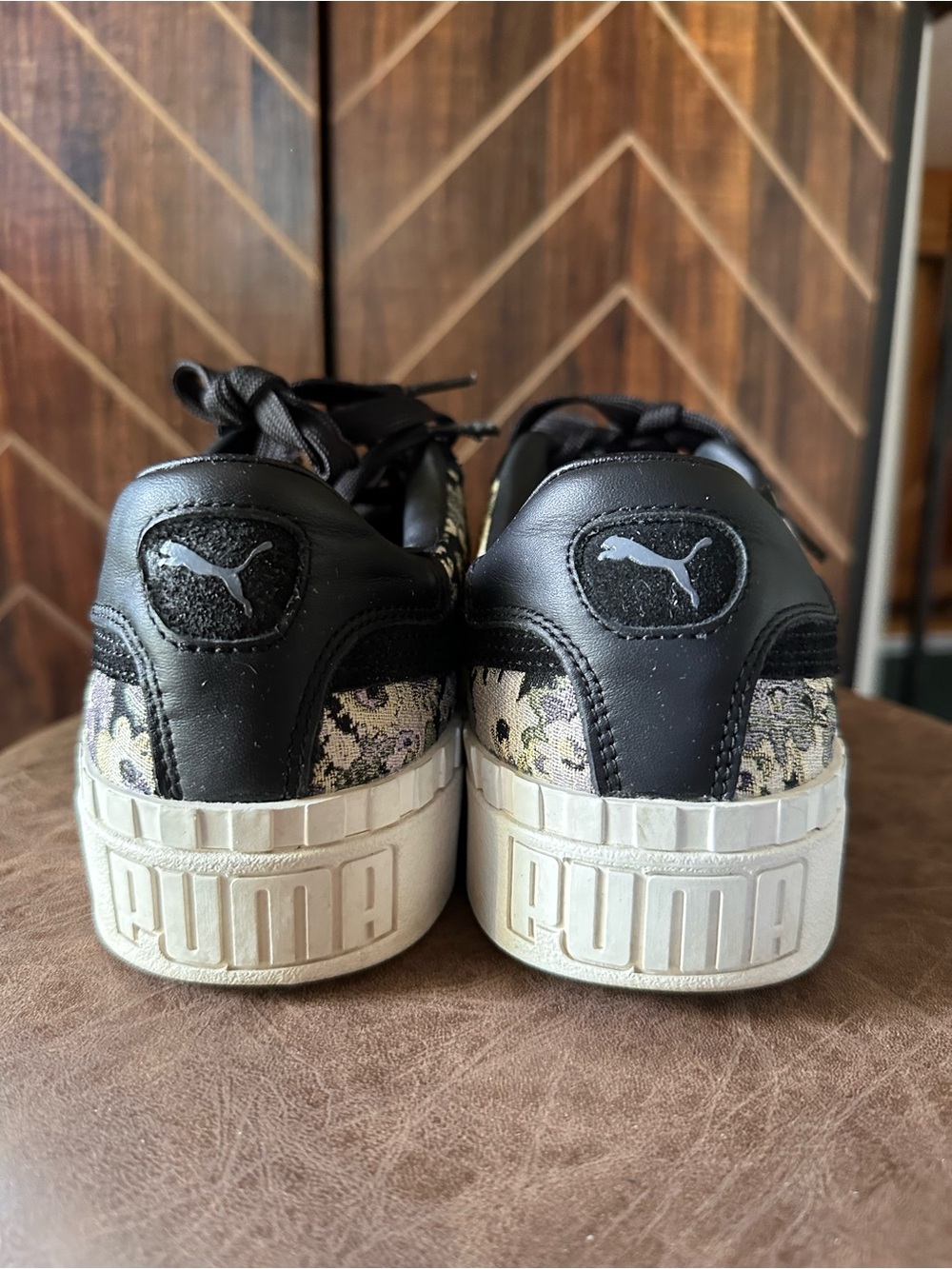 Puma OG Cali Black Floral Sneakers with Cream Sole - Picture 2 of 6